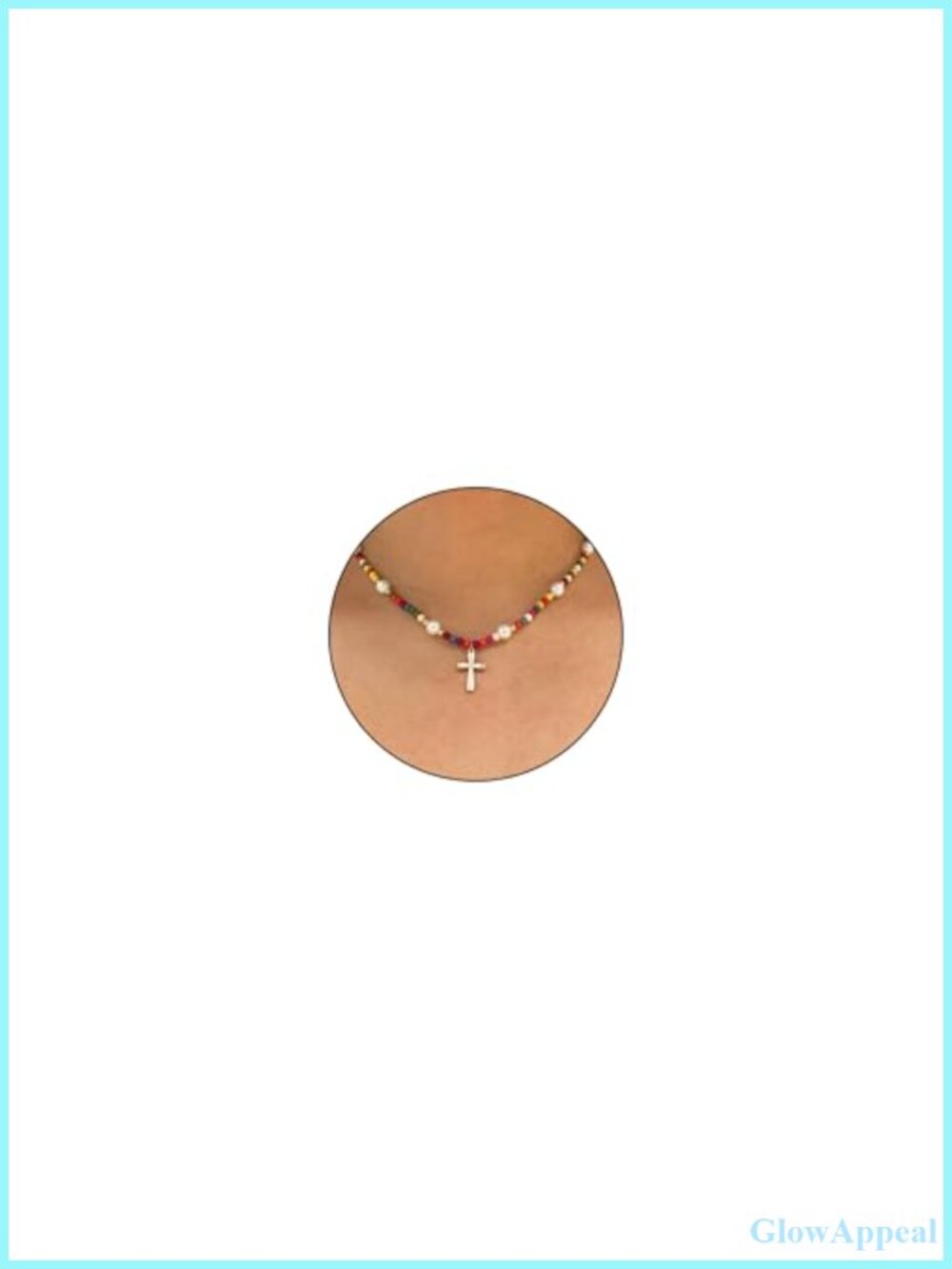 Handcrafted Beaded Cross Pendant Choker Necklace Adjustable 16+2 in